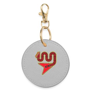 Red Abstract Shape Electric Guitar - Round Keyring - grey - Front