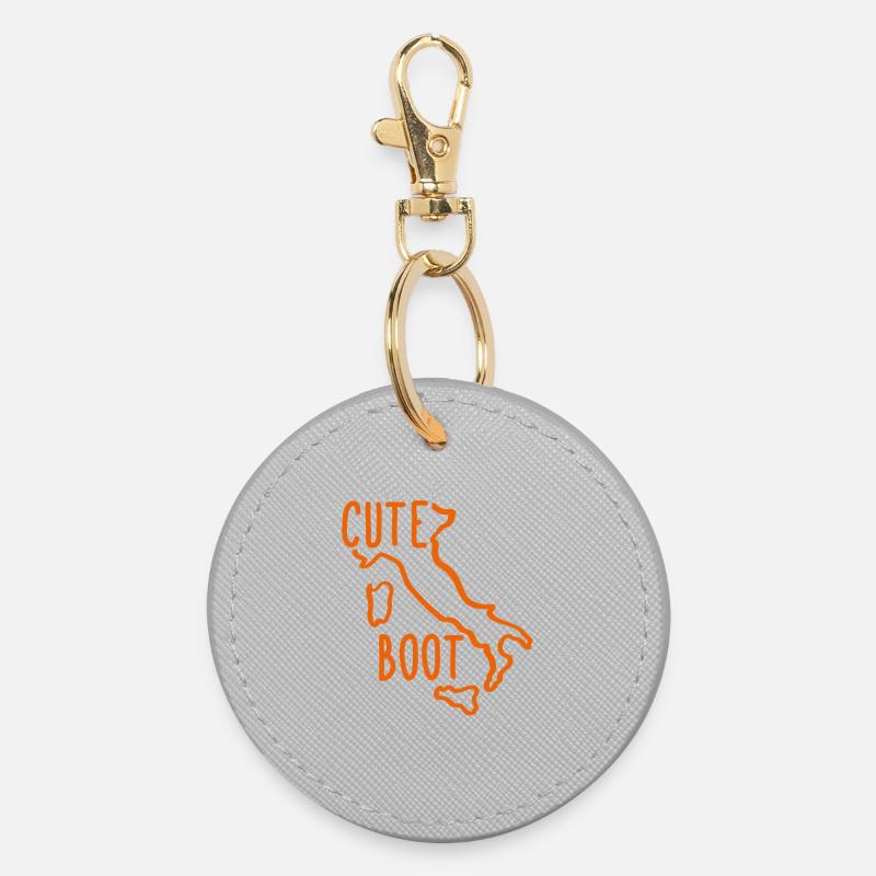 Cute Italian Boot - Cute Boot - Round Keyring - grey