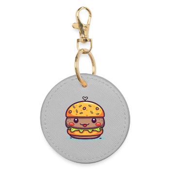 Kawaii Burger Charm - Round Keyring - grey - Front
