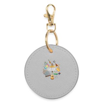 Music Instruments Circle Art - Round Keyring - grey - Front
