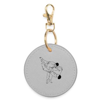 Lancer de judo masculin - Porte-clés rond - bruyère - Devant