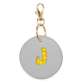 Letter J - Round Keyring - grey - Front