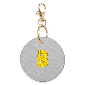 Letter B - Round Keyring - grey - Front