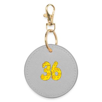 36 ans - Cadeau de 36e anniversaire - 1936 - Porte-clés rond - bruyère - Devant