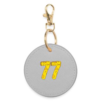77 Jahre alt - 77. Geburtstag Geschenk - 1977 - Runder Schlüsselanhänger - Grau - Vorne