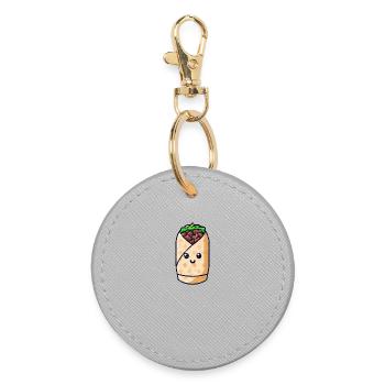 Sweet Kawaii Kebab Wrap - Round Keyring - grey - Front