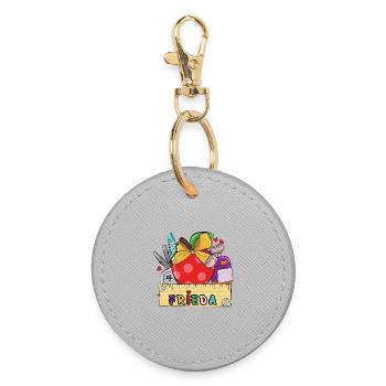 Cartable personnalisé avec le prénom Frieda - Porte-clés rond - bruyère - Devant