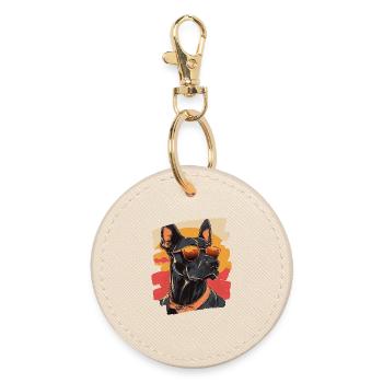 Doberman - Porte-clés rond - huître - Devant