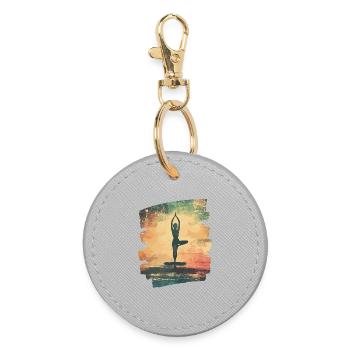 Yoga Namaste Meditation - Runder Schlüsselanhänger - Grau - Vorne