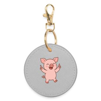 Porcelet heureux - Porte-clés rond - bruyère - Devant