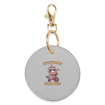 Mignon raton laveur Clown Off To Commettre des bêtises - Porte-clés rond - bruyère - Devant