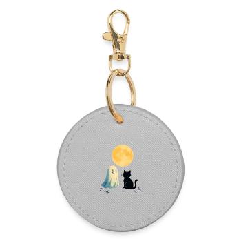 Moonlit Night Ghosts Cat - Round Keyring - grey - Front