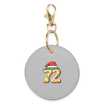 Biscuit de Noël à 72 chiffres - Porte-clés rond - bruyère - Devant