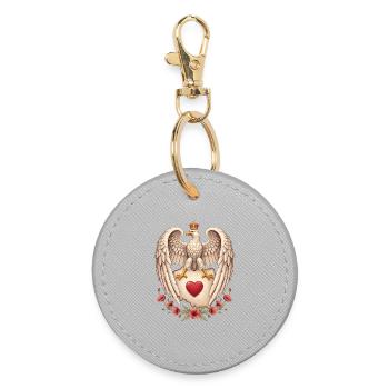 Englischer Adler Herz Mohn Emblem - Runder Schlüsselanhänger - Grau - Vorne