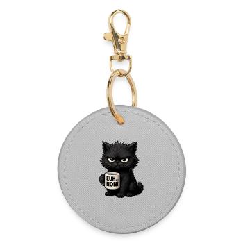 Chat Grognon Drôle Uh Nope Humour Introverti Noir - Runder Schlüsselanhänger - Grau - Vorne
