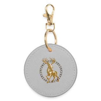 Cerf mystique doré dans le cercle runique nordique - Porte-clés rond - bruyère - Devant
