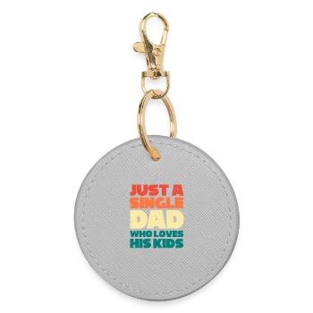 Single Dad Father Single Single Parent - Round Keyring - grey - Front