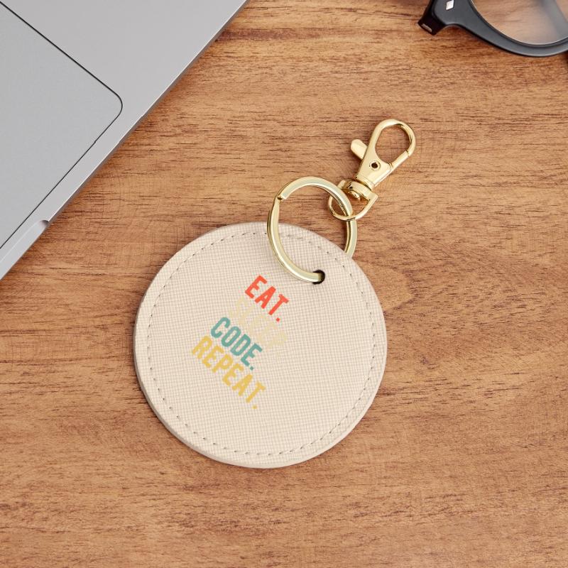 Eat Sleep Code Repeat Programmierer Nerd Retro Runder Schlüsselanhänger