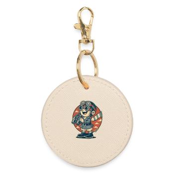 Aviator Scout with Binoculars - Round Keyring - oyster - Front