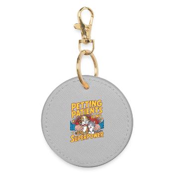 Vet Tech Petting Patients Veterinary Assistant - Round Keyring - grey - Front