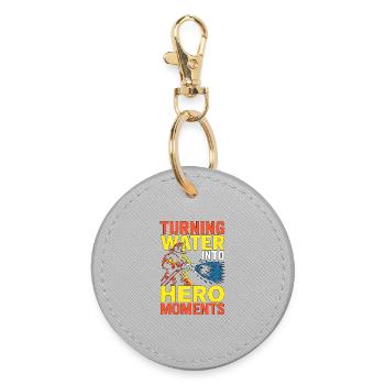 Fire Engineer Turning Water Into Hero Firefighting - Round Keyring - grey - Front