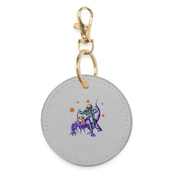 Chemise d’astronaute chevauchant un extraterrestre - Porte-clés rond - bruyère - Devant