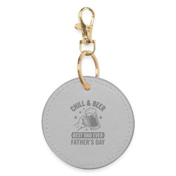 CHILL & BEER BEST DAD EVER Father's Day Logo - Round Keyring - grey - Front