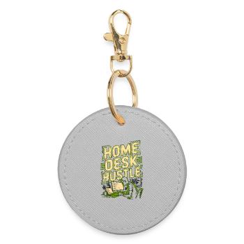 Remote Developer Home Desk Hustle Remote Coder - Round Keyring - grey - Front
