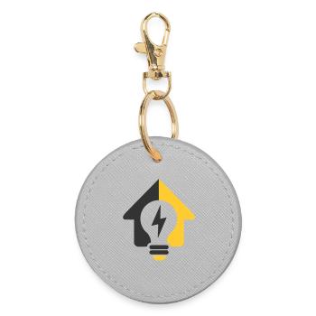 Elektro Haus Glühbirne Logo - Runder Schlüsselanhänger - Grau - Vorne