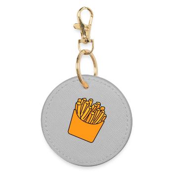 French Fries Illustration - Round Keyring - grey - Front