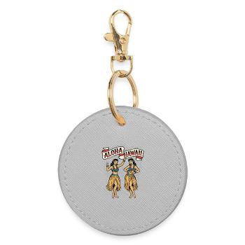 Aloha Hula Dancers - Round Keyring - grey - Front