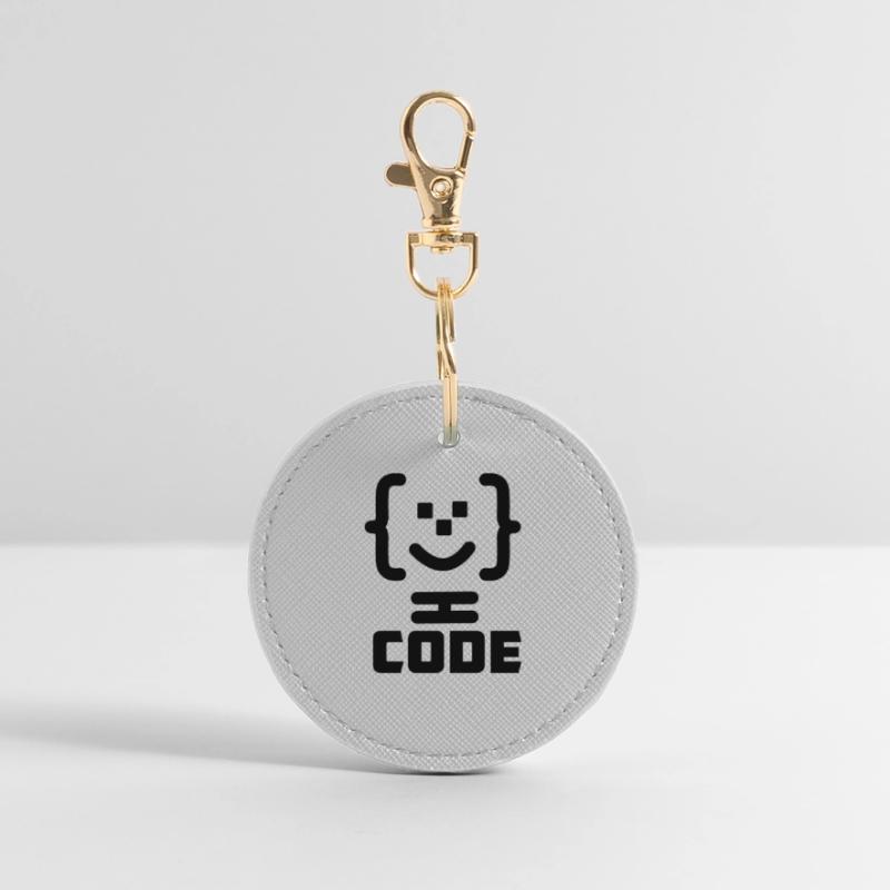 Logo du code du programmeur principal avec texte CODE Porte-clés rond