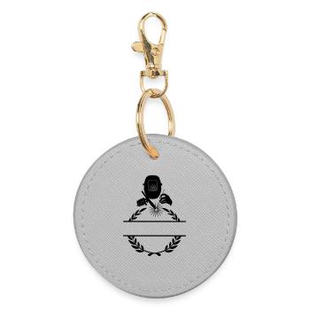 Welder logo transparent with laurel wreath - Round Keyring - grey - Front