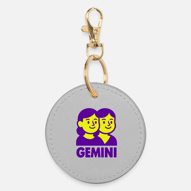 Sternzeichen Zwilling / Gemini - Runder Schlüsselanhänger - Grau