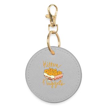 Kitten Nuggets Funny Cat - Round Keyring - grey - Front