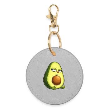 Cool avocado with sunglasses skeptical look - Round Keyring - grey - Front