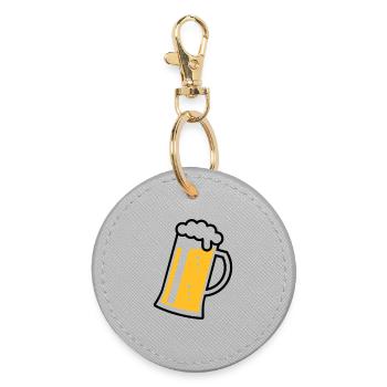 Maßkrug (Bier / Bierseidel / Bierglas / R /// 2C)  - Runder Schlüsselanhänger - Grau - Vorne