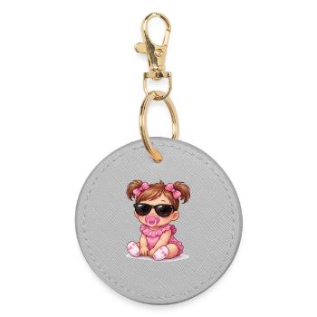 Petite fille avec des lunettes de soleil - Porte-clés rond - bruyère - Devant