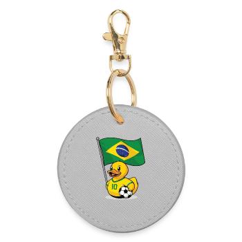 Le fan de football brésilien avec un drapeau - Porte-clés rond - bruyère - Devant