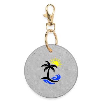 Palm Tree Beach Ocean - Round Keyring - grey - Front