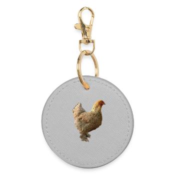 Chicken - Round Keyring - grey - Front