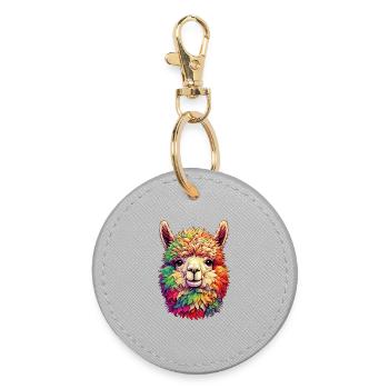 Alpaca - Round Keyring - grey - Front