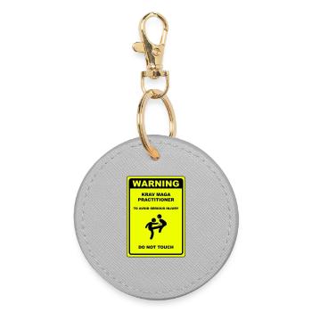 Warnung! Krav Maga Praktizierender! - Runder Schlüsselanhänger - Grau - Vorne