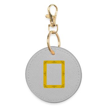 Ornate Gold Frame Portrait - Round Keyring - grey - Front