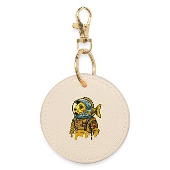 Poisson astronaute street art - Porte-clés rond - huître - Devant