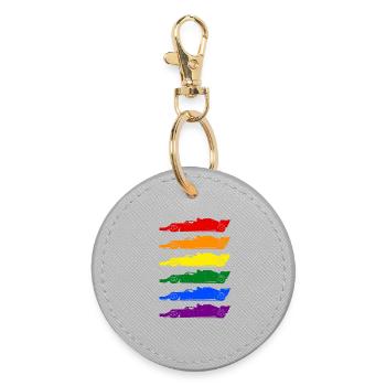 Voiture de course LGBT lgbtqia pride - Porte-clés rond - bruyère - Devant