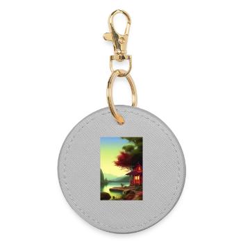 Charming lakeside cabin - Round Keyring - grey - Front