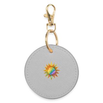 Regenbogen Sunburst Kosmische Anstecknadel - Runder Schlüsselanhänger - Grau - Vorne