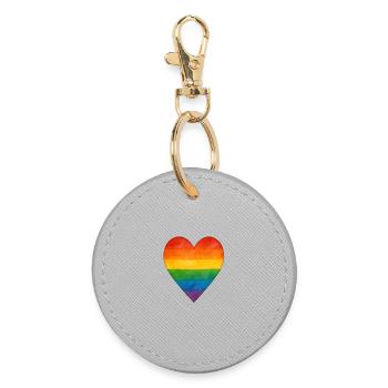 Cœur arc-en-ciel symbole de diversité - Porte-clés rond - bruyère - Devant