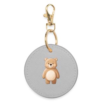 Cuddly Bear Trend Motif - Round Keyring - grey - Front